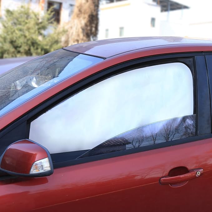 Silver Car Window Sun Shade - Side Thiken Curtain Magnetic 100% Block Light Car Window Covers with Cooler Feeling (Silver, D-Front-2pcs)