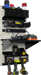 Wall Control Power Tool Storage Organizer Kit Cordless Drill Holder Charging Station Rack 16” x 32” Metal Pegboard Organizati