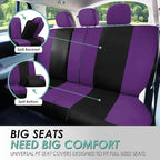 FH Group Car Seat Covers Rear Set Cloth - Universal Fit Automotive Seat Covers, Low Back Front Seat Covers, Solid Back Seat C