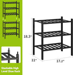 BMOSU 3-Tier Bamboo Small Shoe Rack Premium Stackable Shoe Shelf Storage Organizer for Hallway Closet Living Room Entryway Or