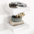 Square Floating Shelves for Wall, 12" W x 12" D x 2" H, 2 Pack of Small Wall Mounted Engineered Wood Shelves with Invisible B