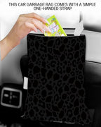 Car Garbage Can, Car Trash Bag, Car Garbage Bag, Hanging Car Trash Can for Car Accessories, Vehicle, Travelling, Camping, Cute Car Back Seat Organizer, Luxury Black Leopard