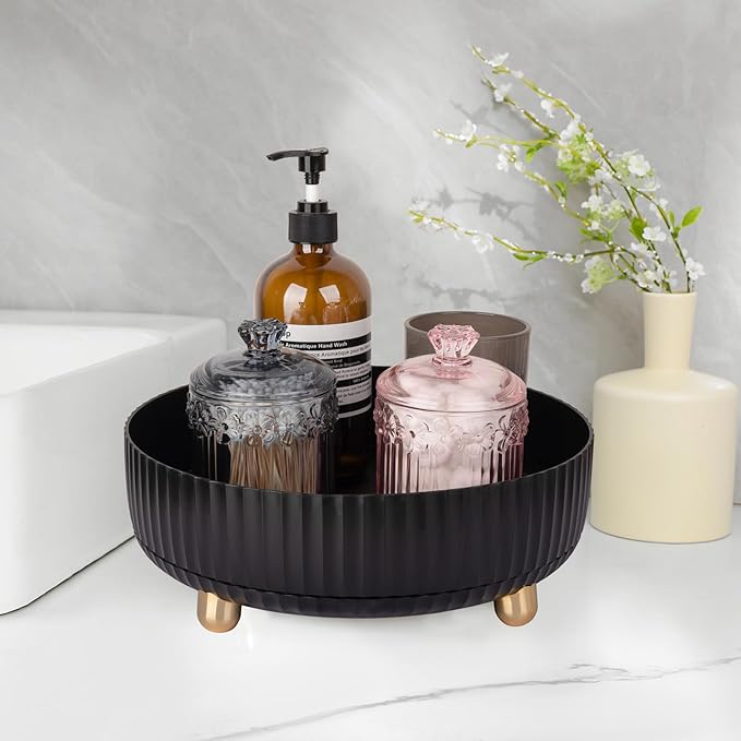 Anyoifax Makeup Perfume Organizer Tray 360 Degree Rotating Lazy Susan Skincare Lotion Organizer Spinning Cosmetics Storage fo