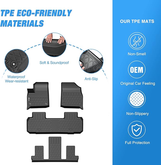 Nilight TPE Floor Mats for 2018 2019 2020 2021 2022 2023 2024 2025 Chevy Traverse Bucket Seats,All Weather Custom Fit Heavy Duty Floor Liners
