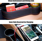 2 Pcs Car Seat Gap Filler - Leather Car Seat Crevice Storage Box with Adhesive Foam Pads, Car Gap Filler Organizer for Front Seat Gap Filler Between Car Seat and Console, Universal Fit