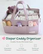 Lily Miles Baby Diaper Caddy Organizer, Wipeable Diaper Organizer Basket with 8 Pockets for Newborn Essentials, Baby Shower G