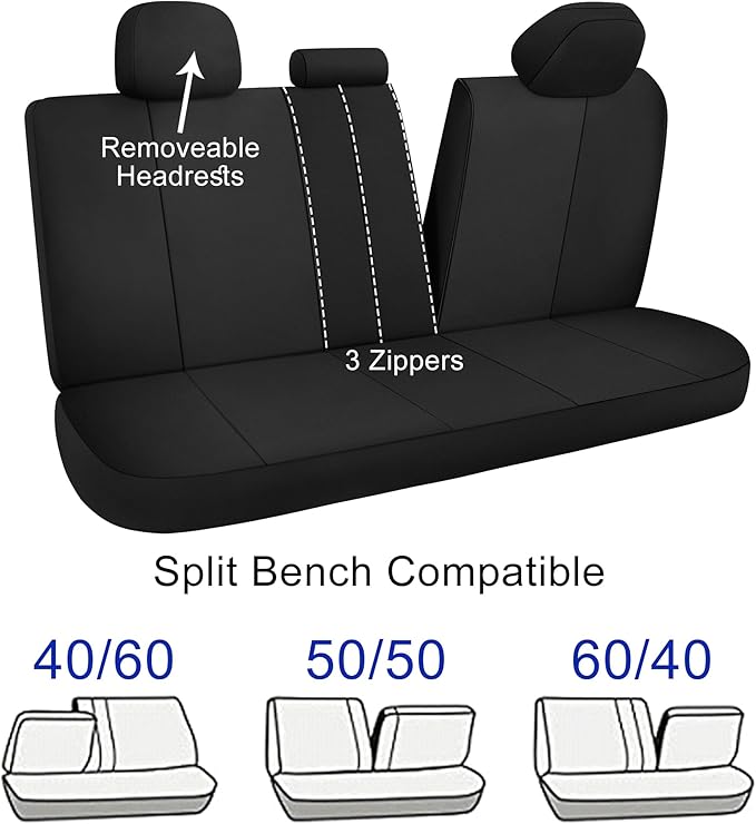 CAROMOP Waterproof Car Seat Cover Full Seats, Neoprene Seat Covers for Cars,Split Bench Compatible Car Interior Covers, Unive