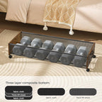 Under Bed Storage with Wheels, Wooden Under Bed Drawers On Wheels, Rolling Under Bed Shoe Storage, Space Saving,Rustic Brown,