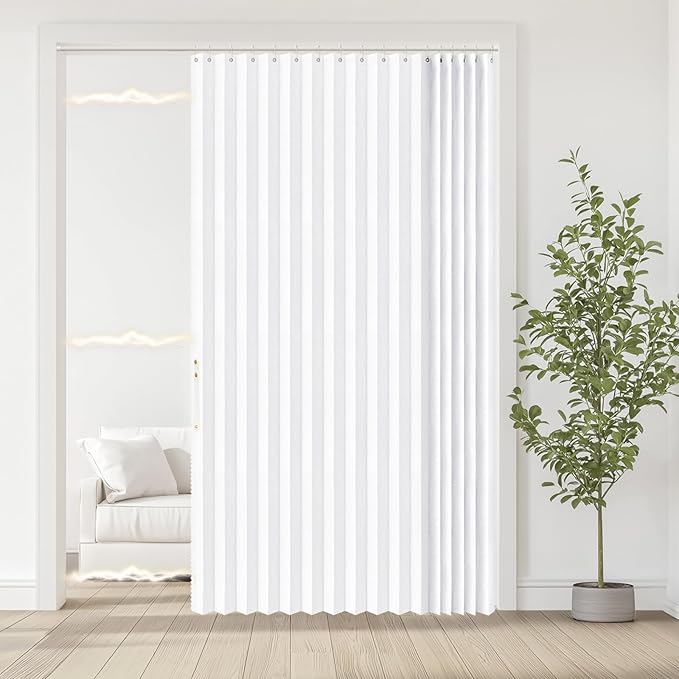 Jilron Accordian Door Curtain, 100% Blackout Folding Magnetic Doorway Curtains,Linen Style Closet Doors,for Room Divider,Priv