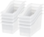 IRIS USA Plastic Book Bin Magazine Holder, 8-Pack, Vertical Standing Connecting Container Box for Office Dorm Study Homework 