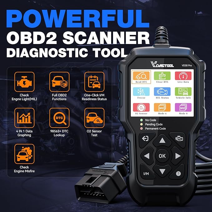 VDIAGTOOL VD30 Pro Car Code Reader, OBD2 Scanner Diagnostic Tool for Cars and Trucks, Check Engine Code Reader, OBD2 Scanner