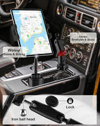 woleyi Cup Holder Tablet Holder for Car Mount - [Metal Arm] Heavy Duty Adjustable Car Cup Tablet Mount Truck Car Accessories, for 4-13" Tablets iPad Pro Air Mini, Galaxy Fold, Kindle Fire, iPhone