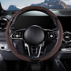 Car Steering Wheel Cover Leather Snap On 3Pcs Set Non-Slip Protector Wrap Steering Wheel Accessories 14.5-15 inch Universal B