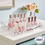 STORi Multi-Level Nail Polish Bottle Holder | Clear Plastic Organizer Rack for up to 40 Nail Polish Bottles, Rectangular 4 Ti
