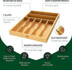 ROYAL CRAFT WOOD Adjustable Bamboo Drawer Dividers Organizers (17-22") - Bamboo Kitchen Drawer Organizer 7 Slot