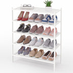 Smiry Bamboo Shoe Rack 5-Tier, Stackable Wooden Shoe Organizer for Entryway & Closet, Free Standing Wood Shoe Storage Shelf f