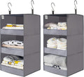 GRANNY SAYS 3-Shelf Closet Organizers and Storage, Foldable Hanging Closet Organizer, Hanging Closet Shelves with 2 Metal Hoo