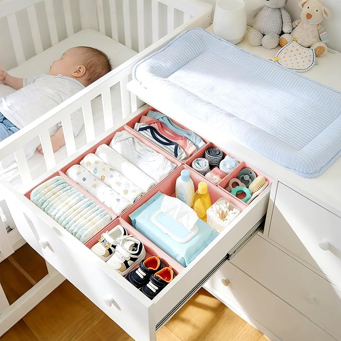 DIMJ Drawer Organizer Clothes Storage - 21 Pack Baby Dresser Organizer for Nursery Closet Organization, Fabric Drawer Organiz