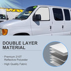 Front Side Window Sun Shade for 1992-2025 Fo-rd E-Series E-150 E-250 E-350 E-450 Van Motorhome, Foldable Window Sunshade Sun Visor Protector, Side Window Shades Sun Shield Blocks UV Rays Heat