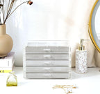 ProCase Earring Holder Organizer Jewelry Box with 5 Drawers, Acrylic Clear Earring Case with Adjustable Velvet Trays for Wome