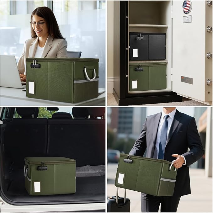 TOMKID 5200°F Fireproof Document Box, Fire Important Document Organizer with Lock, Upgraded Heat Insulated Filing Storage Cab