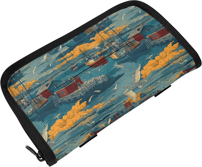 Car Tissue Holder Car Visor Organizer Tissue Box Holder for Car Sun Visor Organizer with Car Vehicle Accessories Essentials Interior for Women Men Blue Boat Seagull Cloud Harbor