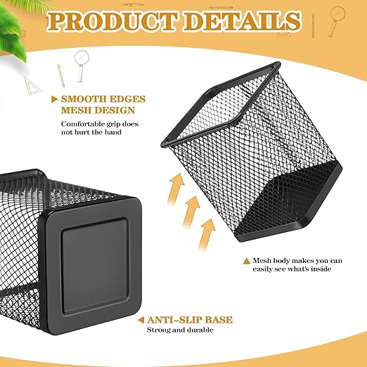 Colingmill 6 Set Slatwall Cups with Hook Black Metal Slatwall Organizer Accessories Slat Wall Basket Bin Pencil Mesh Wire Hol