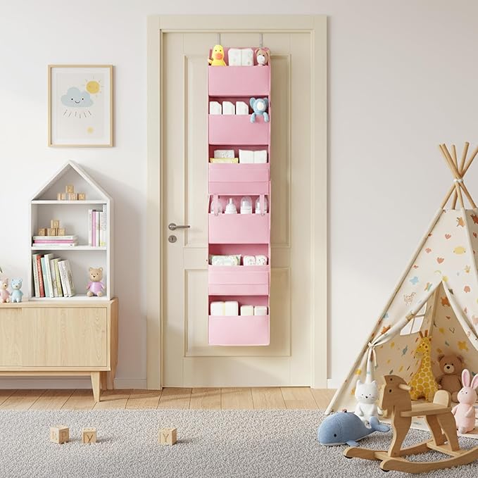 GRANNY SAYS Over The Door Organizer, 6-Shelf Detachable Behind the Door Storage with 8 Pockets, Waterproof Anti Tilt 40lb Lar