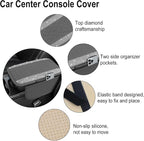 NBTEPEM Bling Gray Car Center Console Cover, Leather Car Arm Rest Cover with 2 Storage Bags, Universal Auto Armrest Protector Storage Box, Bling Accessories Interior for Most Vehicles