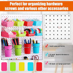Sieral 64 Pieces Pegboard Bins Pegboard Cups with Hooks and Loops Peg Hooks Assortment Organizer Accessory for Organizing Acc