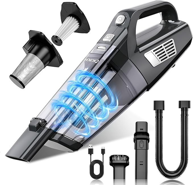 Handheld Vacuum Cordless, 15000PA Strong Suction Hand Held Car Vacuum Cleaner Portable with Multi-Nozzles & Washable Filter, 