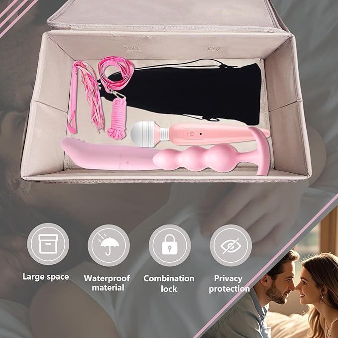 Locking Adult Game Toy Storage Organizer Lock Box Toy Storage Bins Women and Men Game Toys Storage Bags with 2 Drawstring Bag