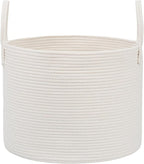 JMvicyroam 65L Extra Large Blanket Basket for Living Room - Woven Cotton Rope Laundry Hamper with Reinforced Handles - Storag