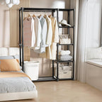 Mavivegue 4-Tier Portable Closet with Shelves & Hanging Rod - Portable Wardrobe Closet for Bedroom, Closet, Dorm - Easy Assem