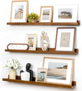 Picture Ledge Wall Shelves 36 inches Width Set of 3, Solid Pine Wood Rustic Floating Ledge Shelves for Wall for Kids' Room Be