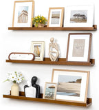 Picture Ledge Wall Shelves 36 inches Width Set of 3, Solid Pine Wood Rustic Floating Ledge Shelves for Wall for Kids' Room Be