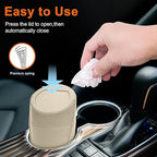 Car Trash Can, 2 Packs Mini Car Trash Bin with Lid, Leakproof Cup Holder Car Garbage Can with 60 Trash Bags, Vehicle Front Back Seat Organizers and Storage for Car, Home, Office, Beige