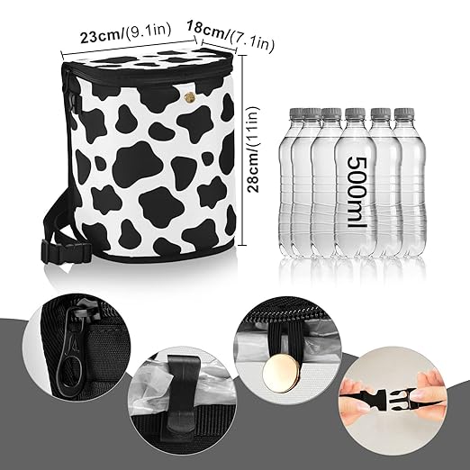 linqin Black and White Cow Pattern Car Trash Can with Lid Leak Proof Car Trash Bag Waterproof Car Garbage Can, Multipurpose Trash Bin Hanging for Minivan SUV Truck