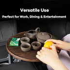 Car Tray Table for Laptop & Eating – 360° Rotating Birch Car Desk, Steering Wheel Tray & Cup Holder Table, Car Desk for Laptop, Compatible with Sedans, SUV, Truck, RV (E)