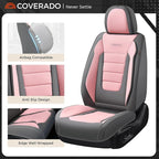 Coverado Car Seat Covers Full Set, Nappa Leather Seat Covers for Cars, Car Seat Protector Car Seat Cushion, Front and Back Se