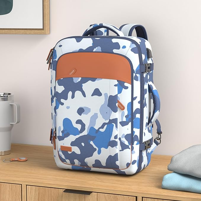 Lumesner Carry on Travel Backpacks, Extra Large 40L Flight Approved for Men & Women,Expandable Suitcase backpack (Camouflage 