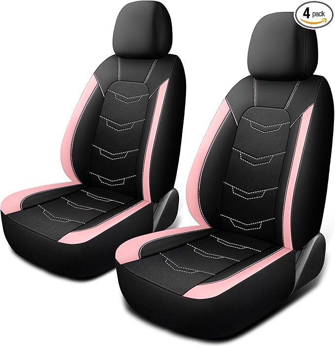 Pink Seat Covers,Sport and Breathable Seat Covers, Anti-Slip Universal Fit Automotive for Cars Sedan SUV and Truck(2 Pieces,F