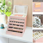 BOOVO Jewelry Boxes for Women, White and Black 6 Layer Large Jewelry Box for Necklace, Bracelet, Earrings, Rings Storage, Jew