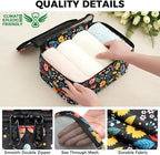 BAGAIL 9 Set Packing Cubes with Packing List Luggage Packing Organizers for Travel Accessories (Black floral)