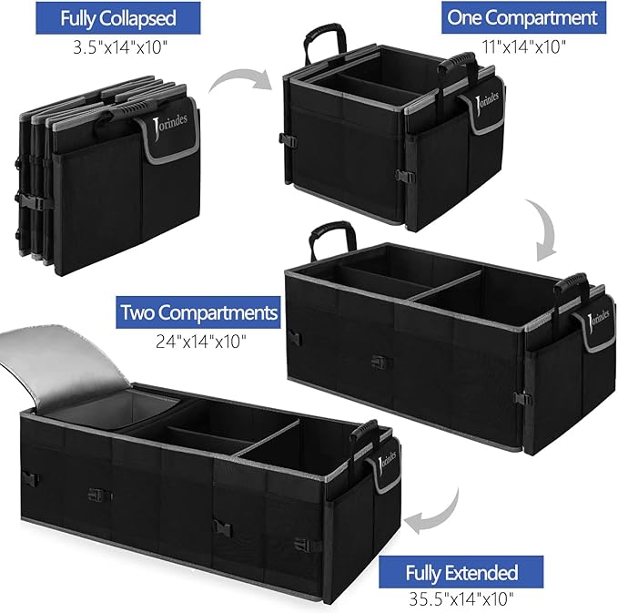 Trunk Organizer With Built-In Insulated Leak Proof Cooler Bag,Collapsible Cargo Organizer For Suv With Non Slip Bottom