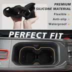 Muslogy Center Console Organizer & Cup Holder Insert 2PCS Set Compatible with 2025 2026 Nissan Kicks Accessories Armrest Box Divider Storage Tray and Drink Stopper Non-Slip (Console Tray & CupHolder)