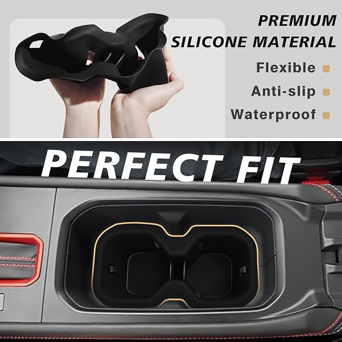 Muslogy Center Console Organizer & Cup Holder Insert 2PCS Set Compatible with 2025 2026 Nissan Kicks Accessories Armrest Box Divider Storage Tray and Drink Stopper Non-Slip (Console Tray & CupHolder)