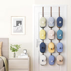 SWTYMIKI Over Door Hat Rack - 3 Packs Metal Hanging Hat Organizer with 12 Hooks Design, Baseball Cap Hanger Organizer Storage