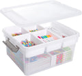 Citylife 17 QT Plastic Storage Box with Removable Tray Craft Organizers and Storage Clear Storage Container for Organizing Be