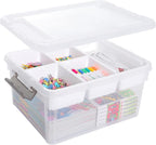 Citylife 17 QT Plastic Storage Box with Removable Tray Craft Organizers and Storage Clear Storage Container for Organizing Be